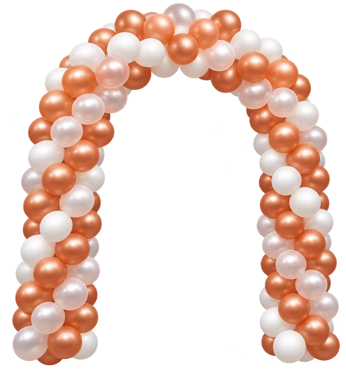 Illustratie van een roségouden en witte ballonnenboog