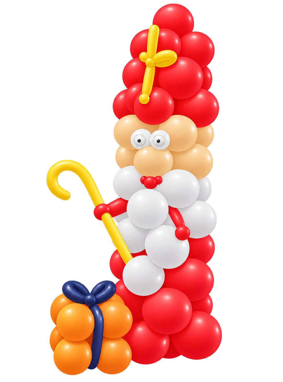 Illustratie van een kerstman-ballonsculptuur met cadeau